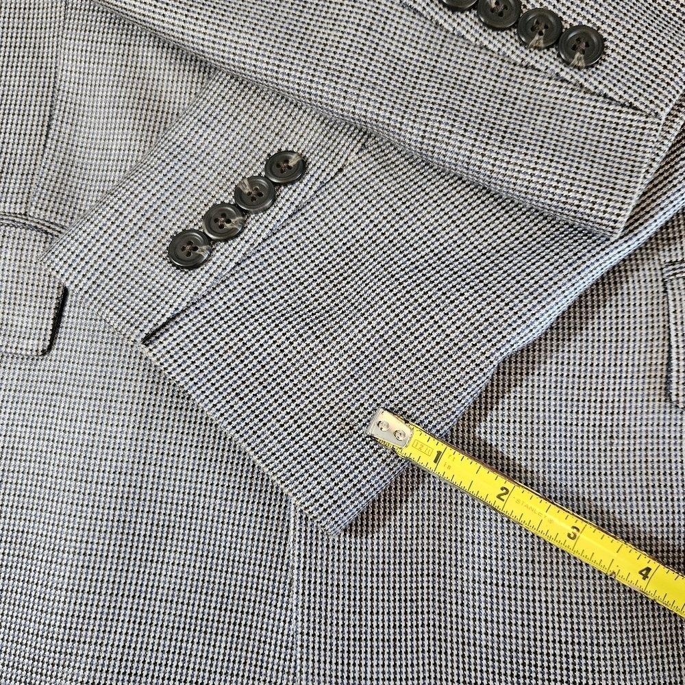 Ralph Ralph Lauren Silk Blue Gray Houndstooth Print Sport Coat Blazer Size 40R - Picture 10 of 15